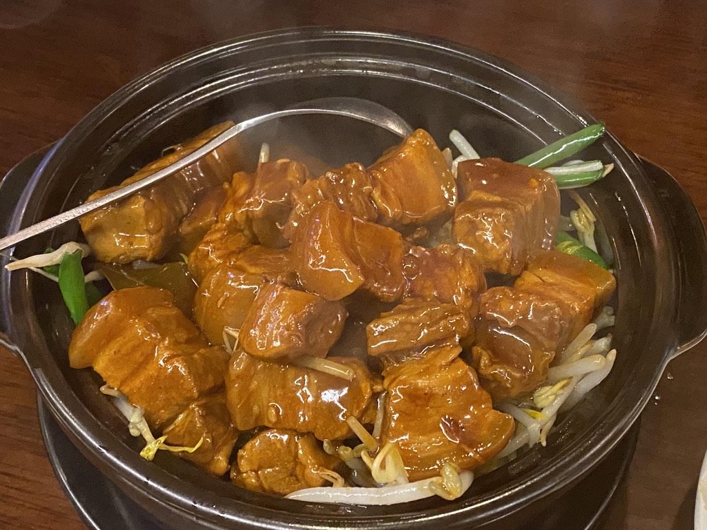 Classic Chinese Braised Pork Belly Hong Shao Rou with scallions
