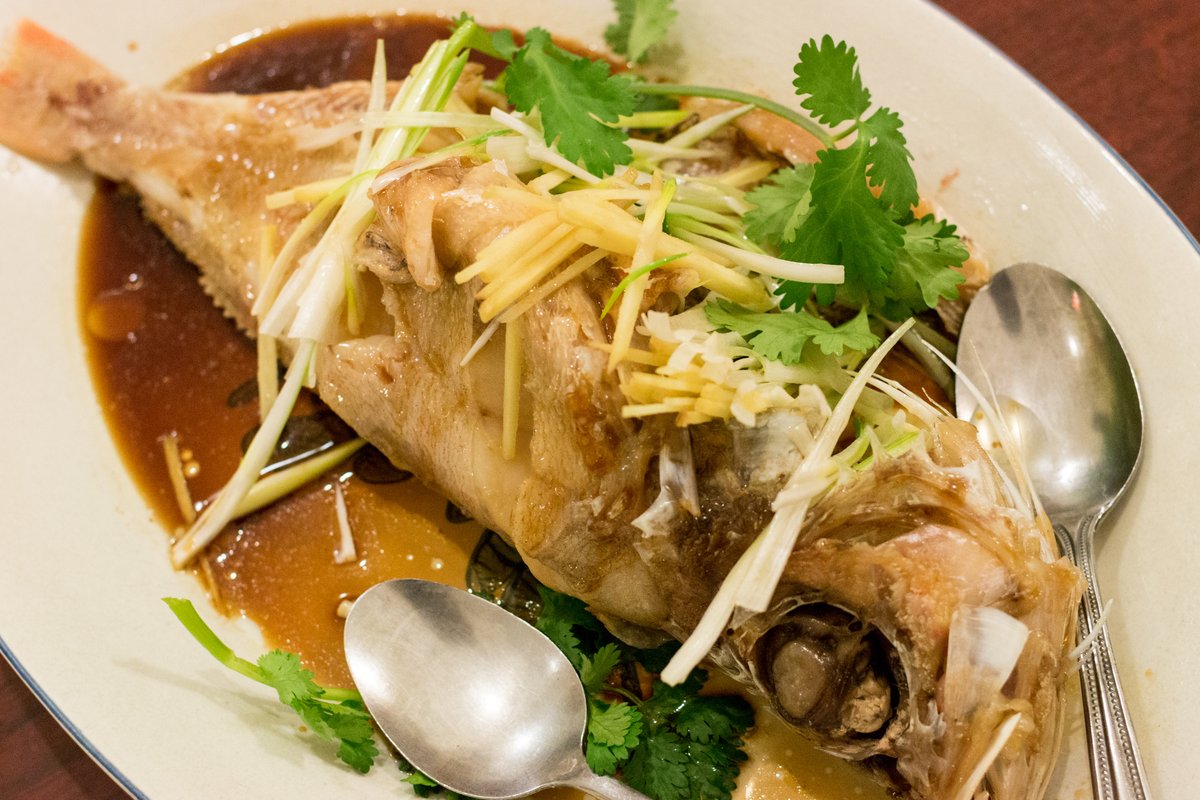 Cantonese Ginger Scallion Steamed Fish with soy sauce
