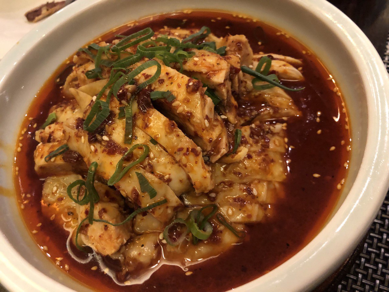 Mouthwatering chicken Sichuan style with chili oil sauce