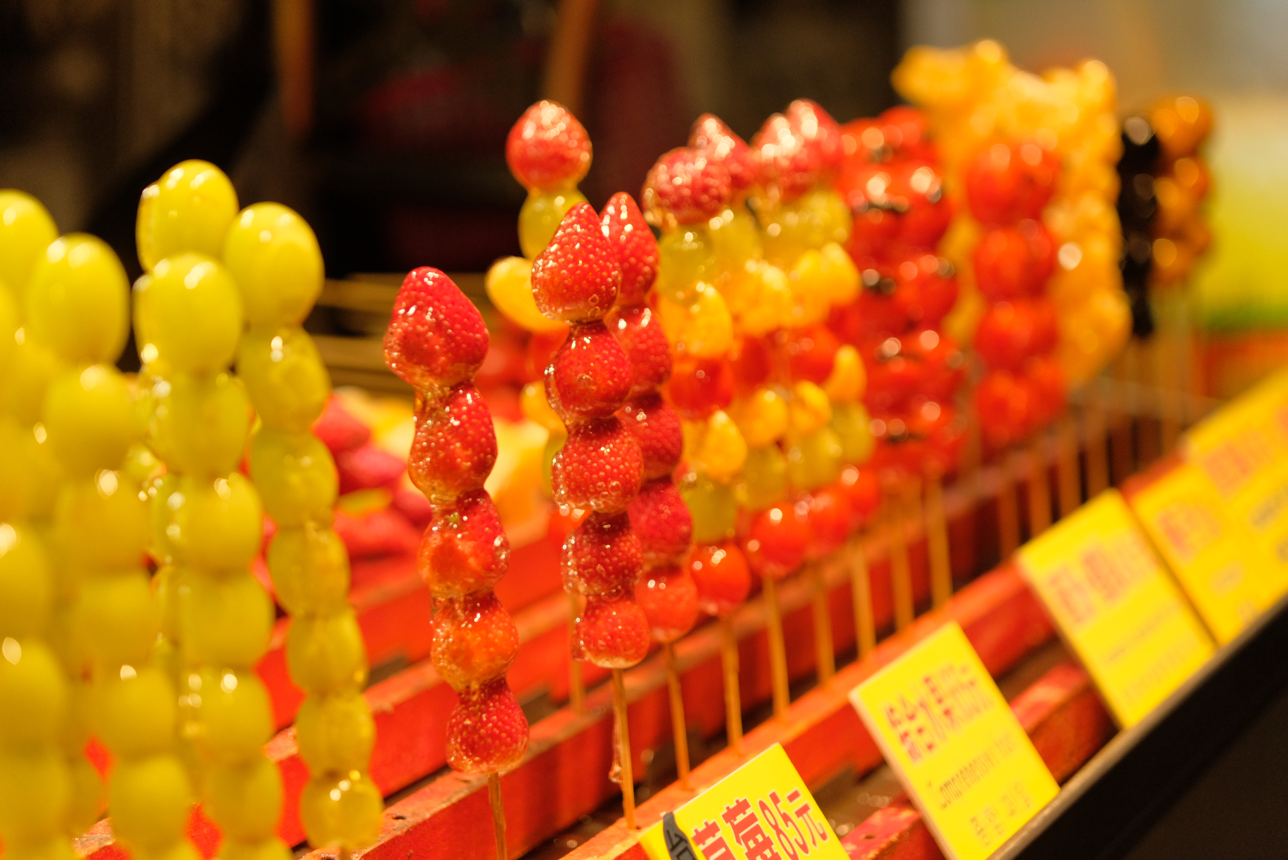 Tanghulu candied hawthorn sticks with crackling sugar shell