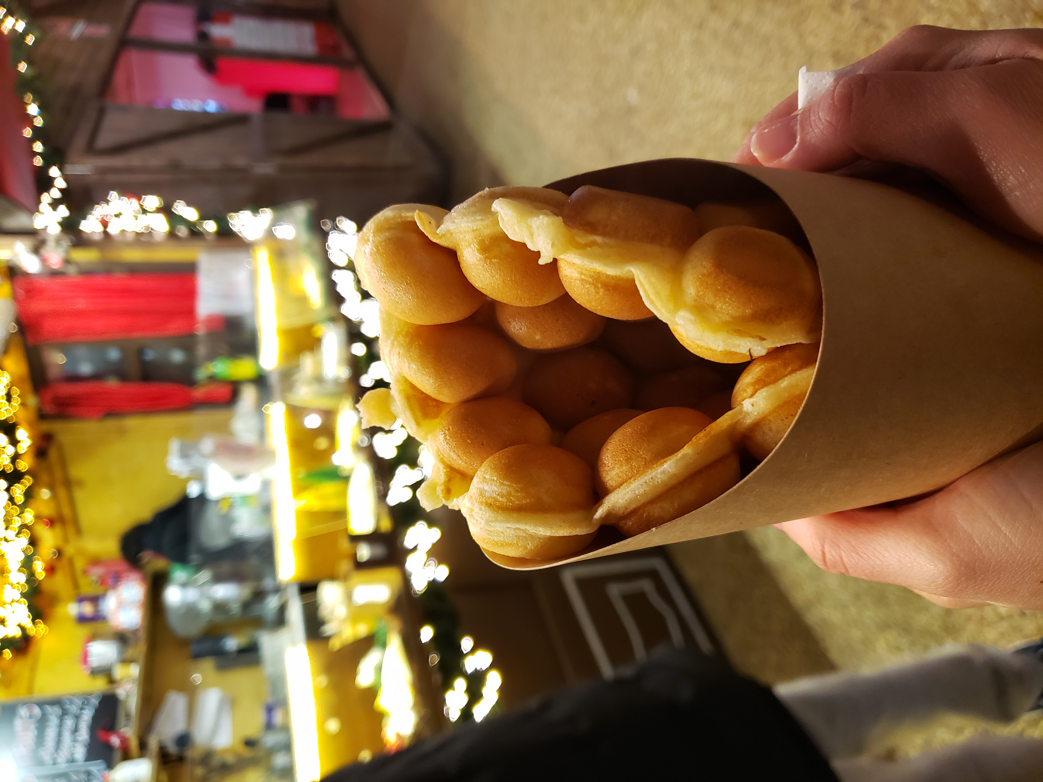 Hong Kong egg waffle bubble waffle with golden honeycomb bubbles