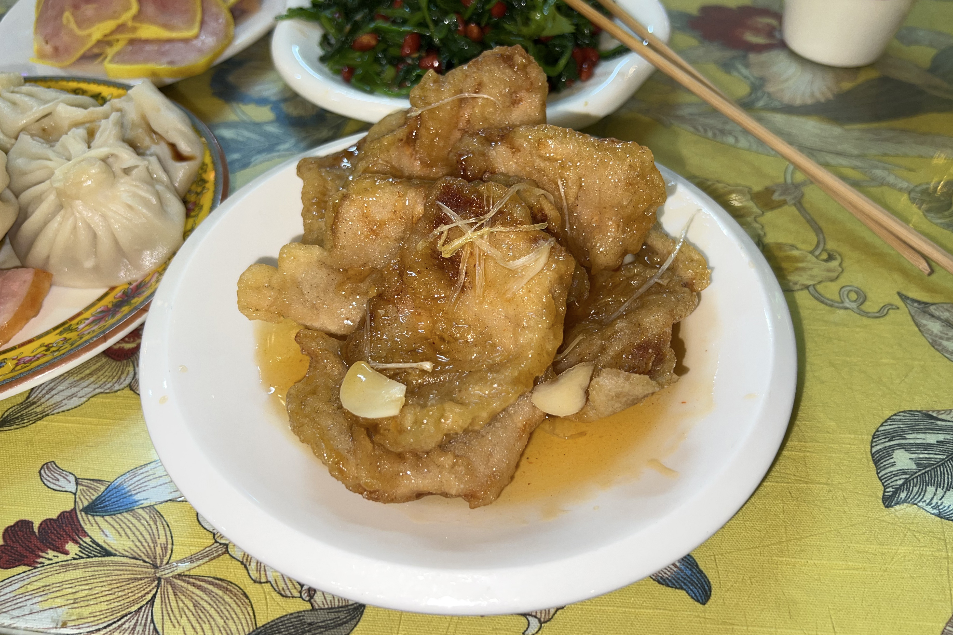 Northeast Chinese Guobaorou crispy sweet and sour pork with golden glaze