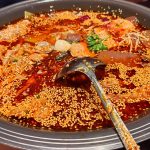 Authentic Mao Xue Wang spicy duck blood and tripe pot with chili oil